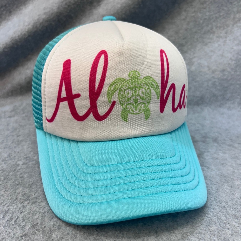 Aloha Turtle Womens Blue DPC Trucker Hat Mesh Snapback Tropical OSFM